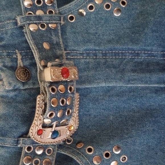 VTG Bonjour Embellished Jeans With Belt Size:Small (6/8) - Picture 6 of 11
